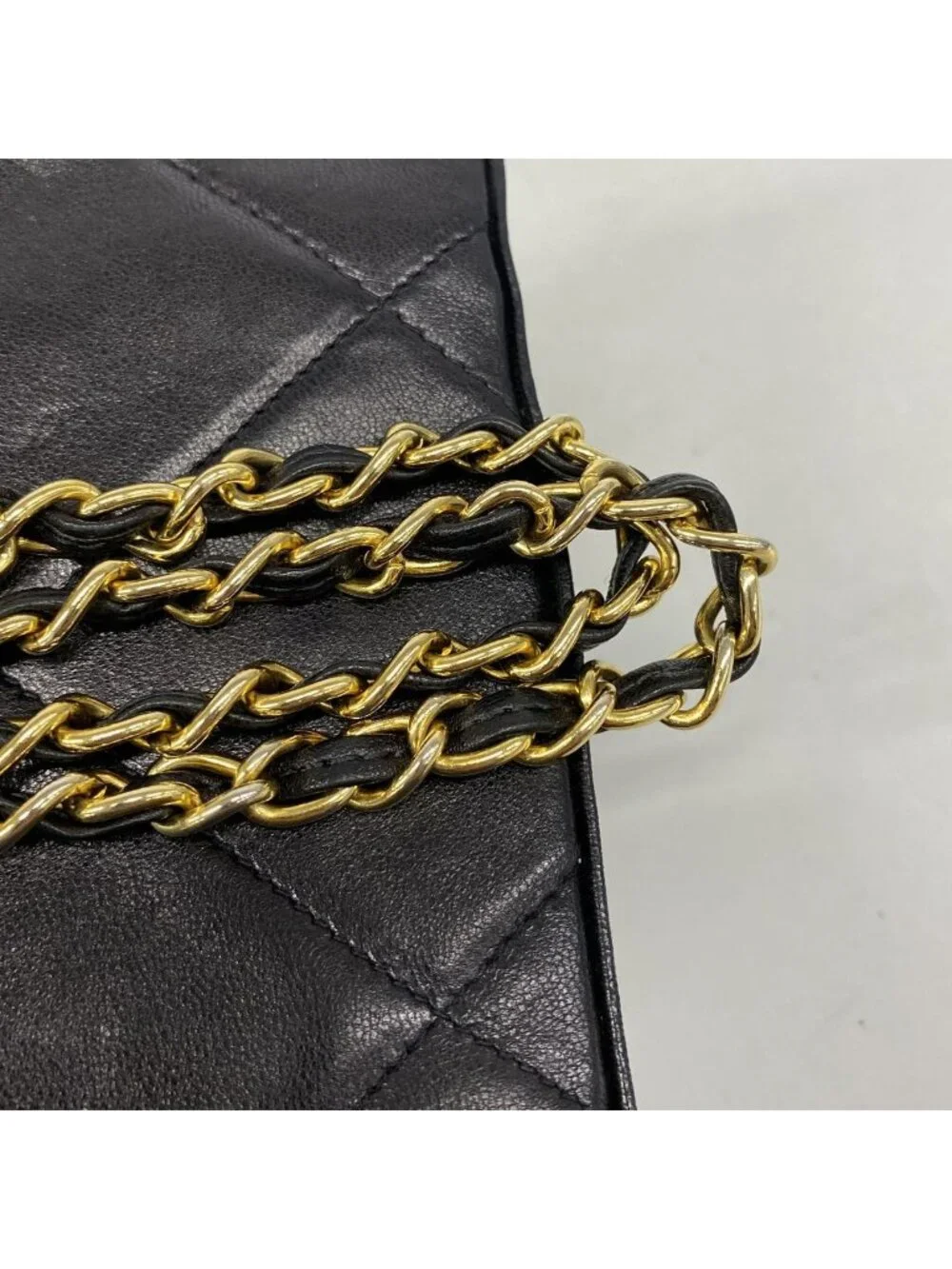 Chanel Shoulder Bag Lambskin Black Gold